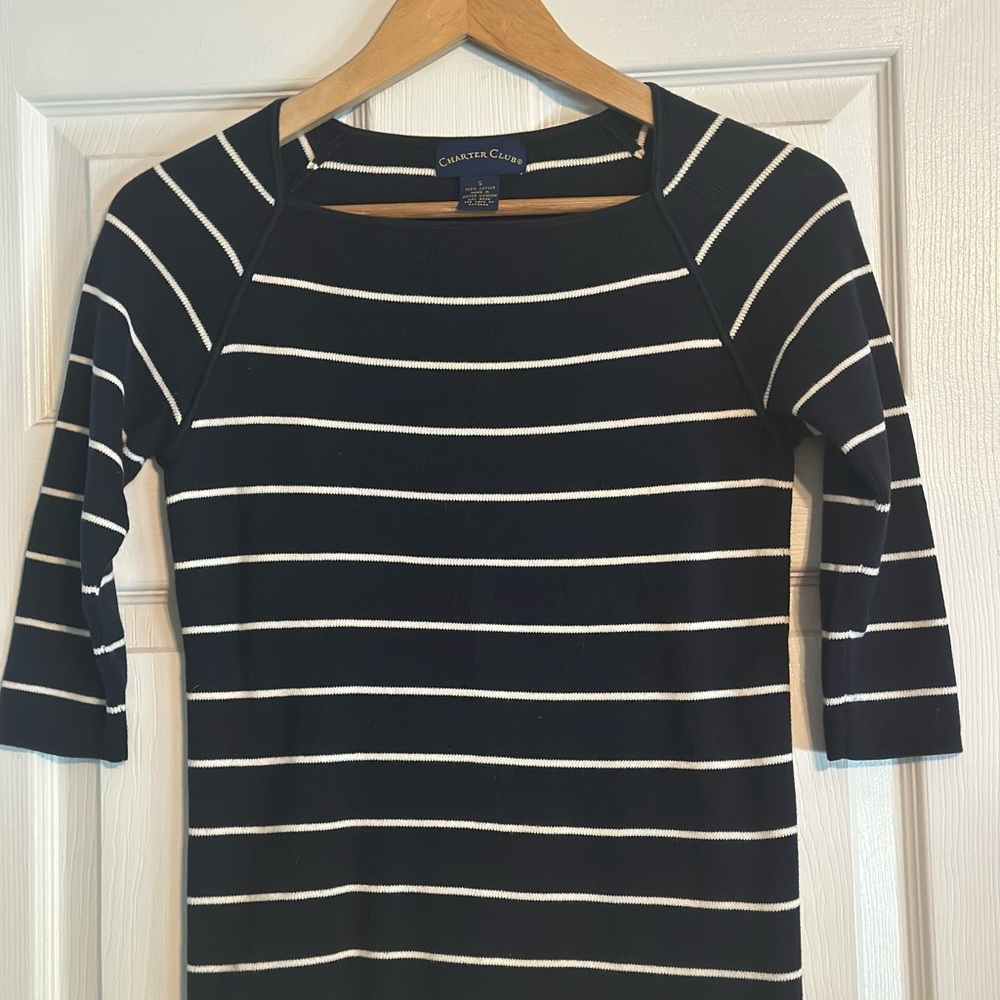 Charter Club Black and White Striped Sweater